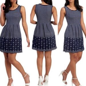 Max Studio | Navy and White Striped Mini Dress